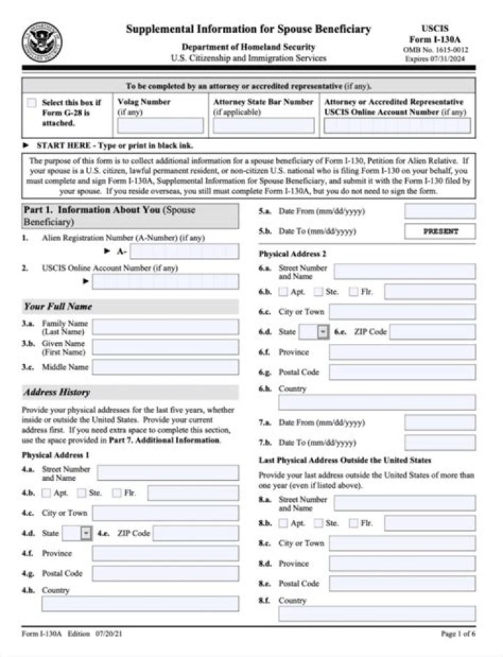 What is i-130 form used for?